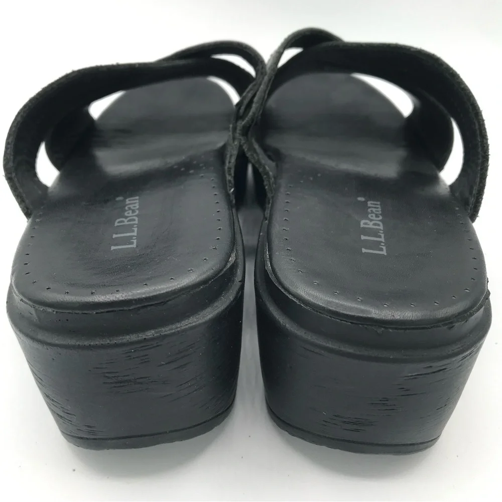 L.L. Bean Women’s Black Slip On Wedge Slide Sandals US Size 9 EU 40 - Picture 4 of 12